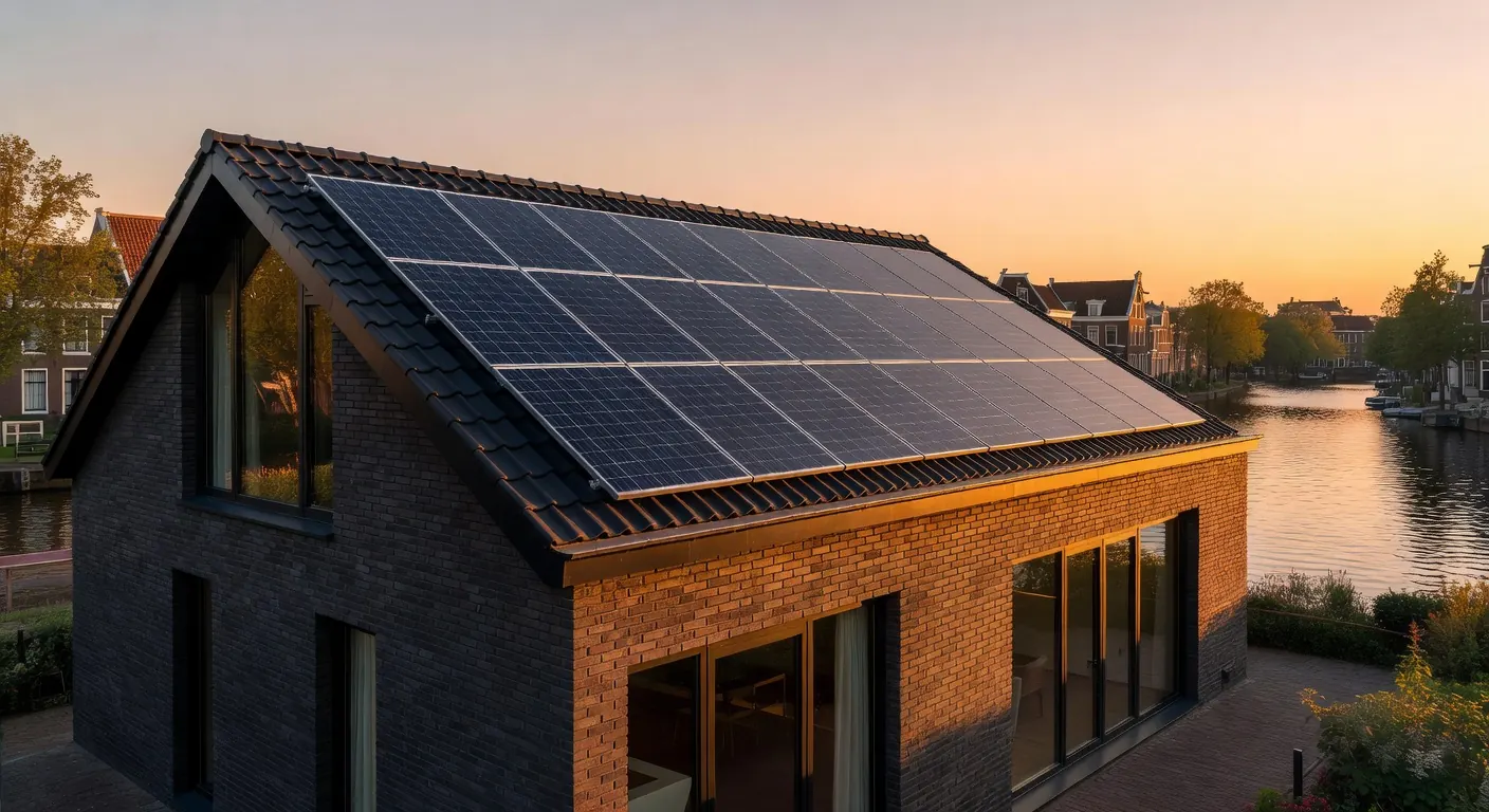 Zonnepanelen op een Nederlands dak met uitzicht op 2026