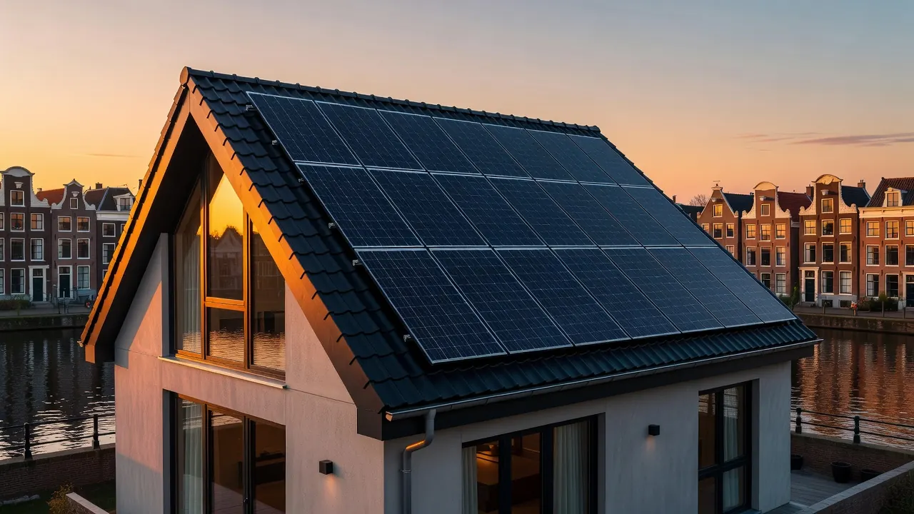 Moderne zonnepanelen met hoge efficiëntie op een Nederlands dak in 2026