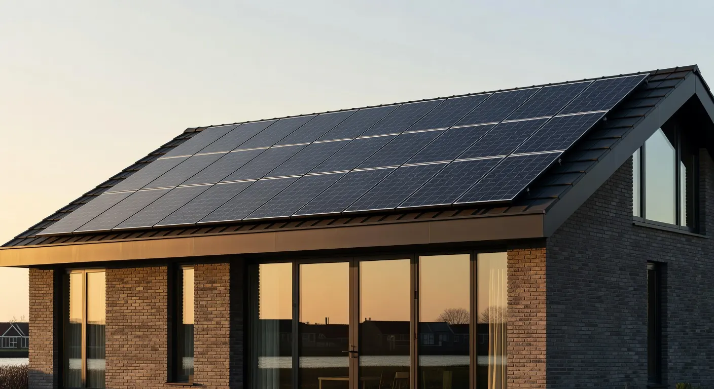 Zonnepanelen op een Nederlands dak met installatieproces